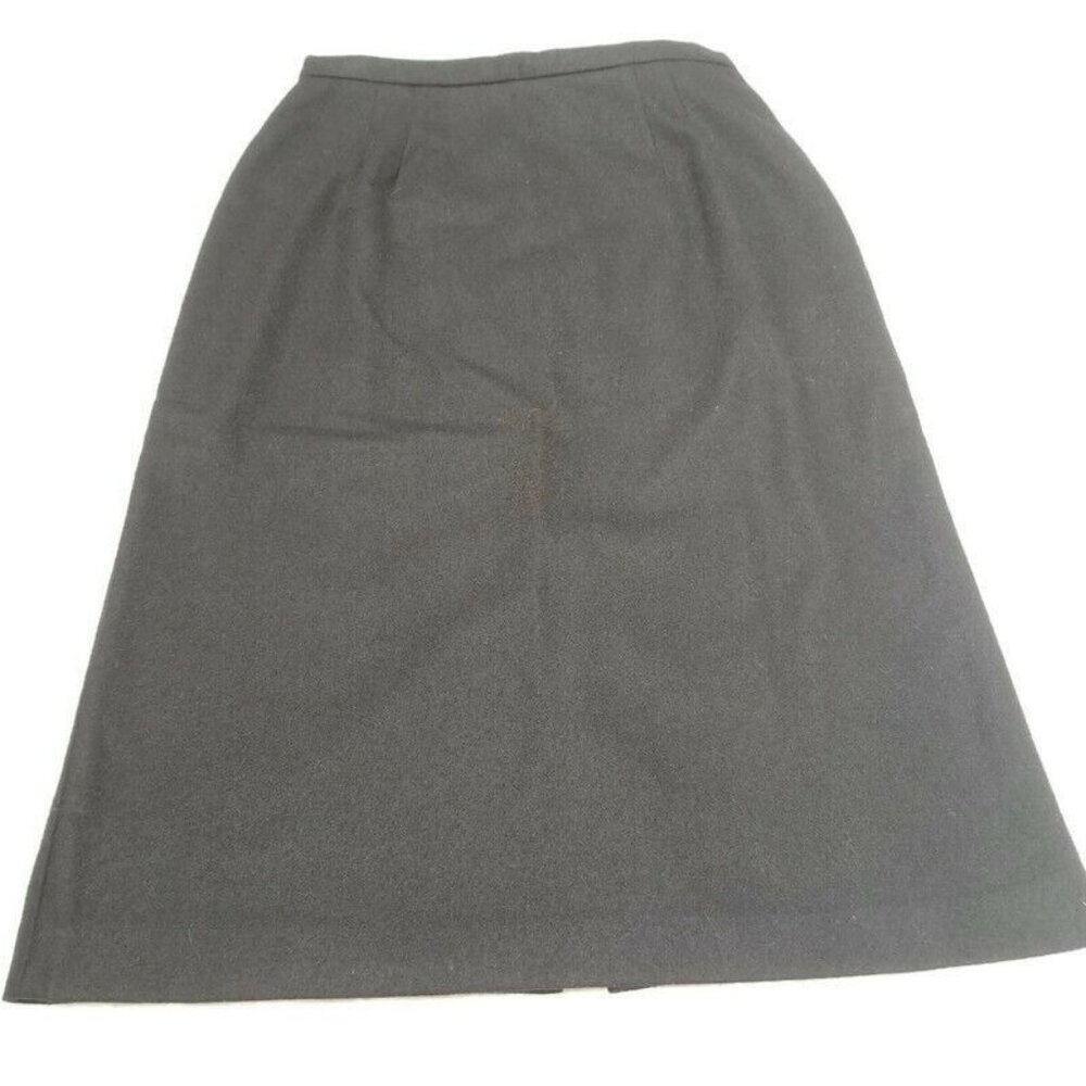 Ira Joyce Women's Pure Wool Black Lined Midi Pencil Skirt Size 11-12 Split-Back